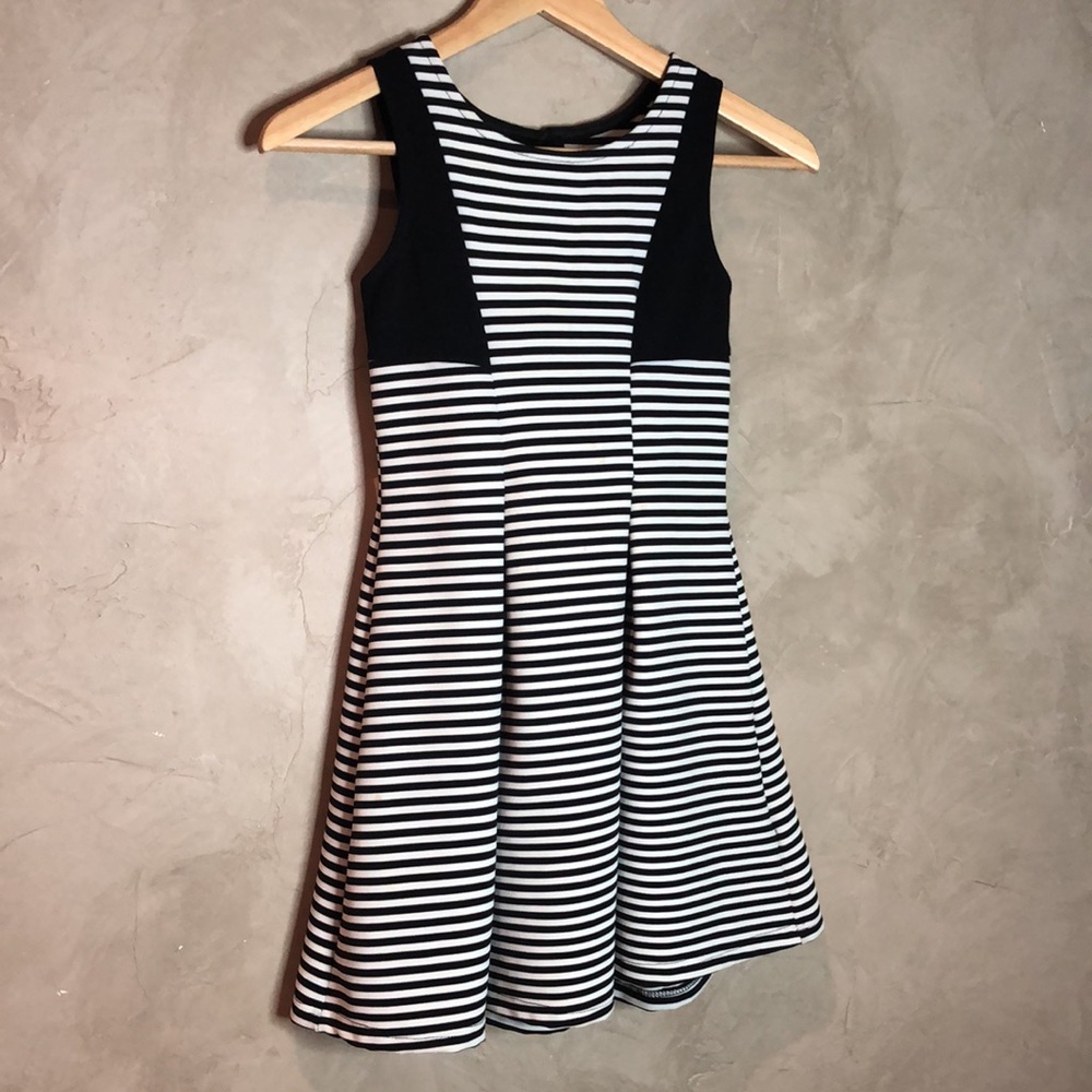 Girls Black and White Striped Dress